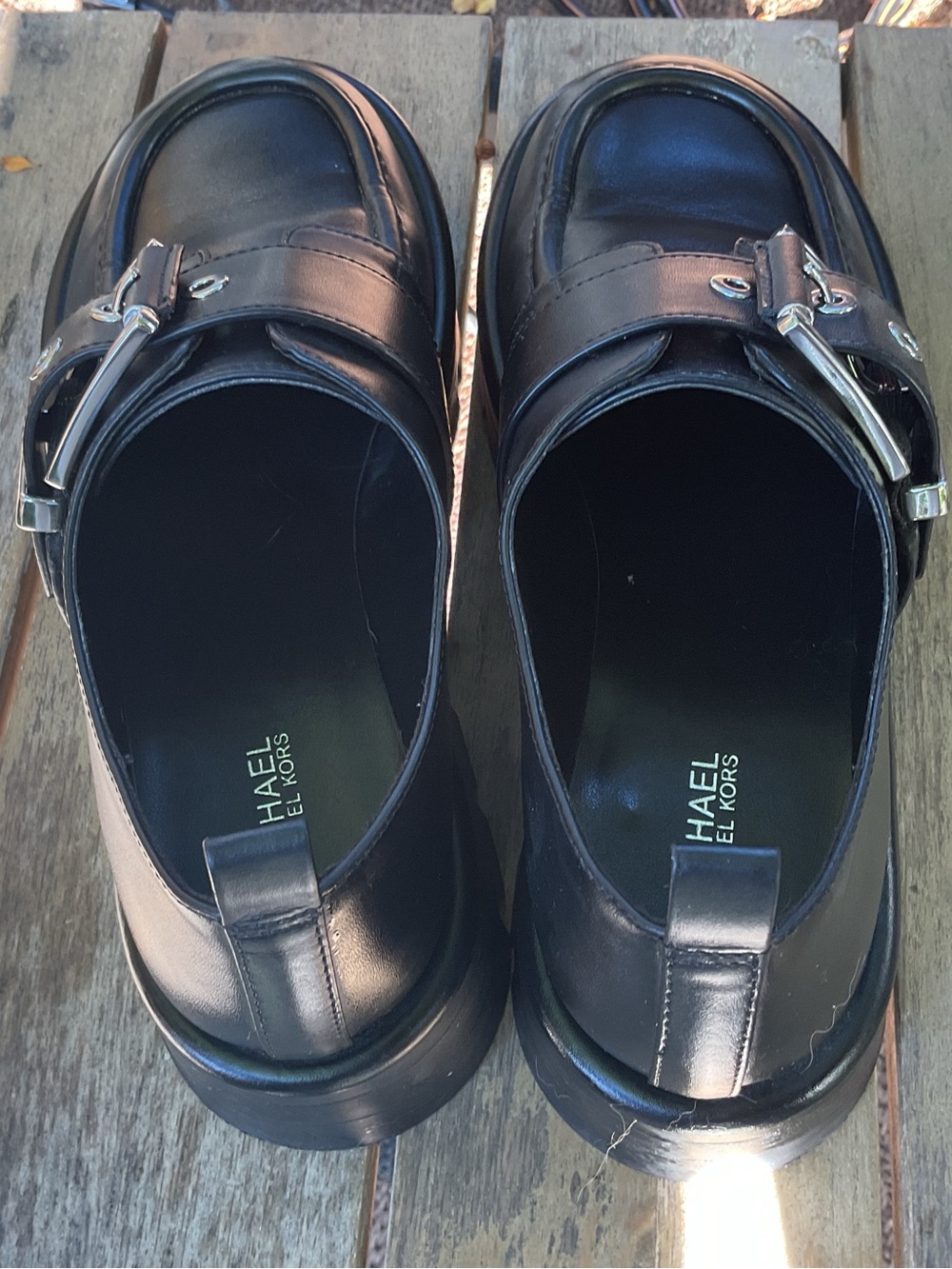 Michael Kors Black Leather Women's Buckle Loafers